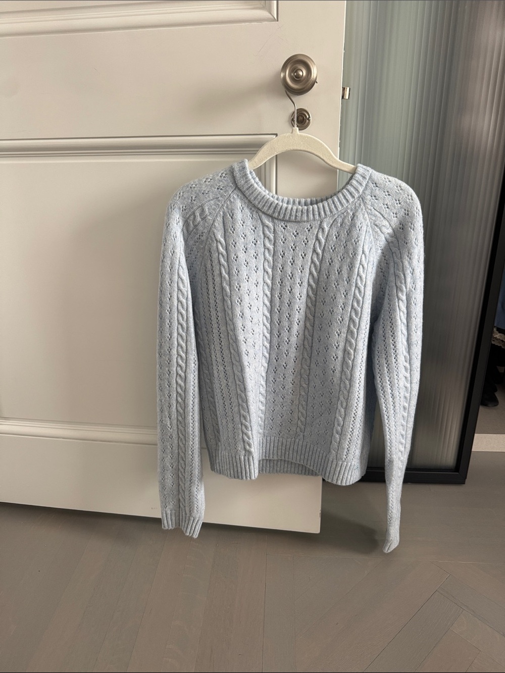 Sunday Best Light Blue Cable Knit Scoop Neck Sweater